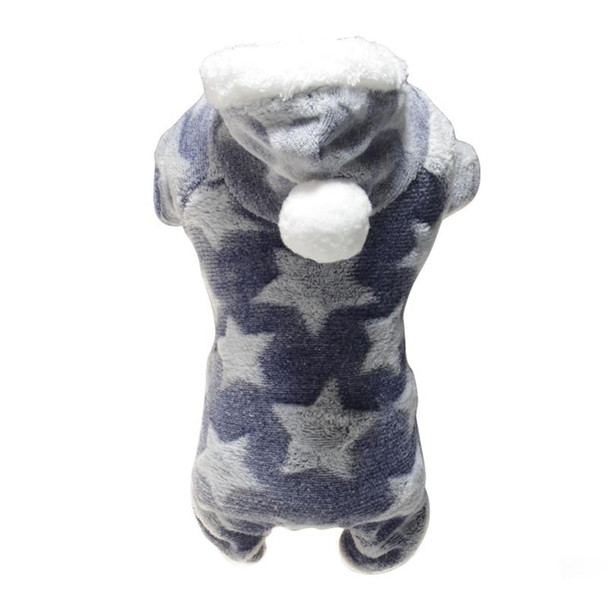 Dog Flannel Warm and Cold Clothes Cute Hooded Pet Transformation Costume, Size: L(Navy Blue)