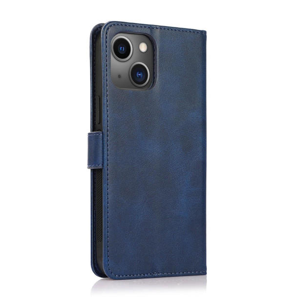 Calf Texture 2 in 1 Detachable Magnetic Back Cover Horizontal Flip Leatherette Case with Holder & Card Slots & Wallet & Photo Frame - iPhone 13 mini(Blue)