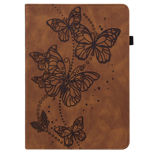 Embossed Butterfly Pattern Horizontal Flip Leatherette Tablet Case - iPad mini 6(Brown)