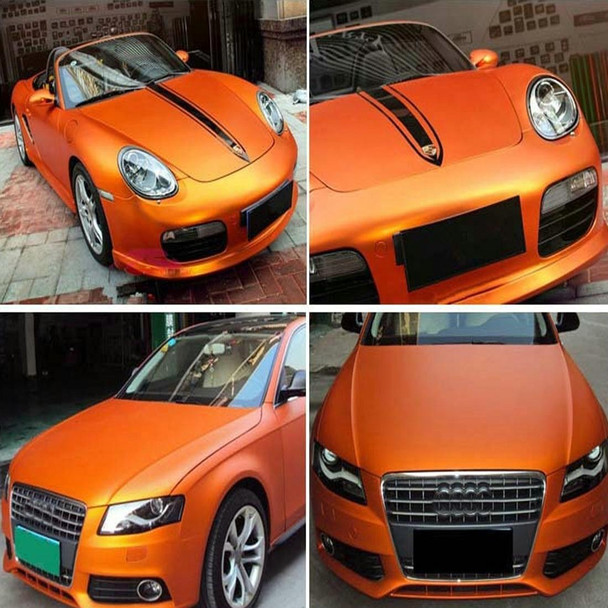 1.52 * 0.5m Waterproof PVC Wire Drawing Brushed Chrome Vinyl Wrap Car Sticker Automobile Ice Film Stickers Car Styling Matte Brushed Car Wrap Vinyl Film (Orange)