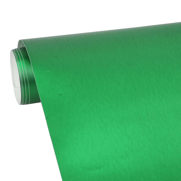1.52 * 0.5m Waterproof PVC Wire Drawing Brushed Chrome Vinyl Wrap Car Sticker Automobile Ice Film Stickers Car Styling Matte Brushed Car Wrap Vinyl Film (Green)