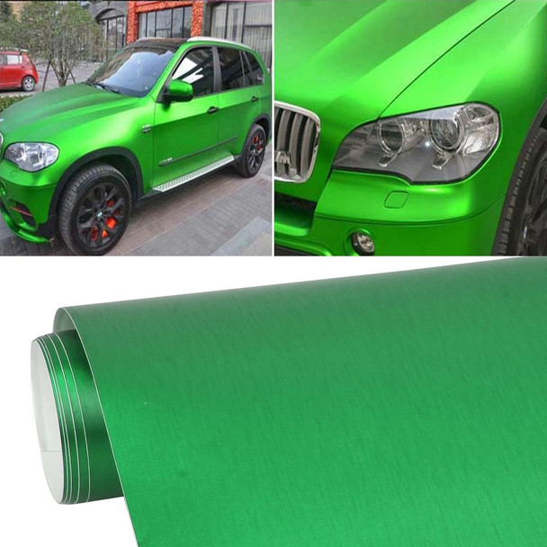 1.52 * 0.5m Waterproof PVC Wire Drawing Brushed Chrome Vinyl Wrap Car Sticker Automobile Ice Film Stickers Car Styling Matte Brushed Car Wrap Vinyl Film (Green)