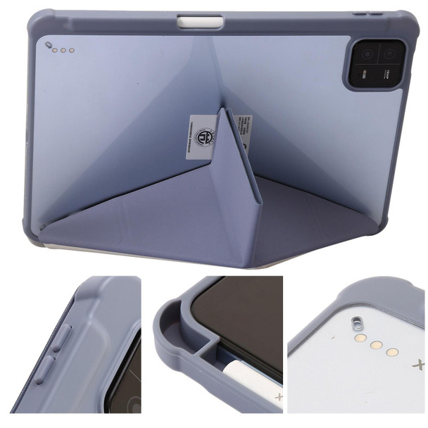 For Xiaomi Pad 6 Clear Acrylic Deformation Leather Tablet Case(Lavender)