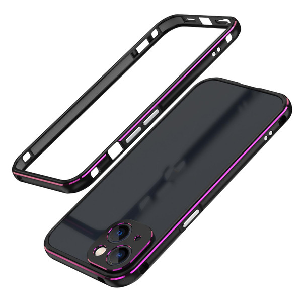 Aurora Series Lens Protector + Metal Frame Protective Case - iPhone 13(Black Purple)