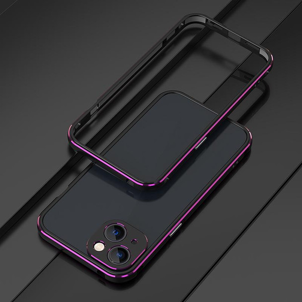 Aurora Series Lens Protector + Metal Frame Protective Case - iPhone 13(Black Purple)