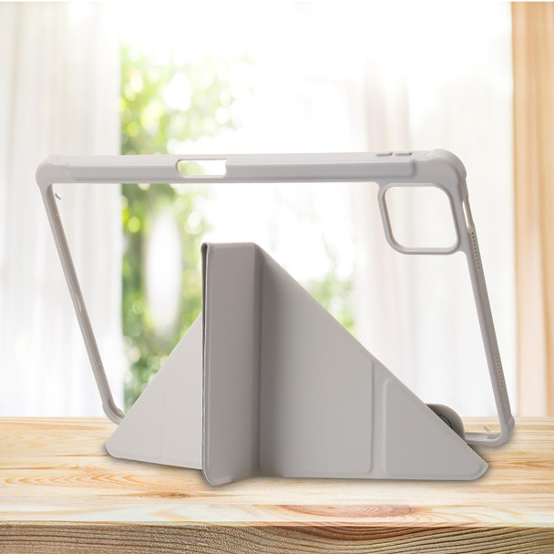 For Xiaomi Pad 6 Pro Clear Acrylic Deformation Leather Tablet Case(Grey)