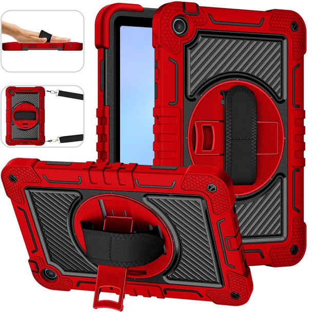 For Huawei MatePad SE 10.4 360 Degree Rotation PC Contrast Silicone Tablet Case(Red + Black)