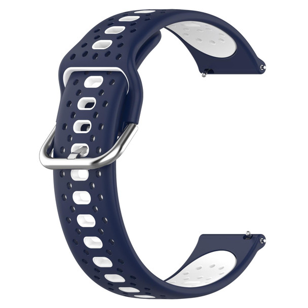 For Samsung  Galaxy Watch 4 Classic 46mm 20mm Breathable Two-Color Silicone Watch Band(Midnight Blue+White)