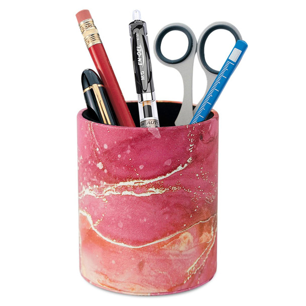 PU Leather Tool Storage Box Desktop Pen Holder(Red Marble)