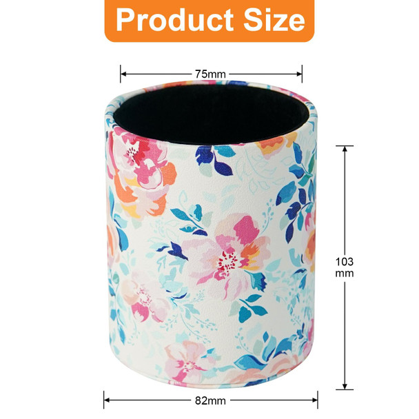 PU Leather Tool Storage Box Desktop Pen Holder(Blooming Rich)