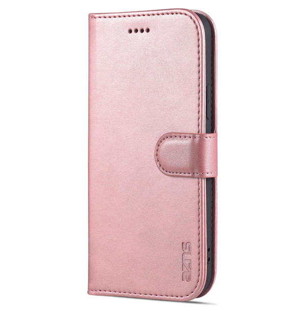 AZNS Skin Feel Calf Texture Horizontal Flip Leatherette Case with Card Slots & Holder & Wallet - iPhone 13 Mini(Rose Gold)
