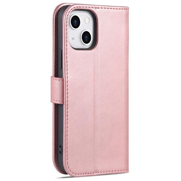 AZNS Skin Feel Calf Texture Horizontal Flip Leatherette Case with Card Slots & Holder & Wallet - iPhone 13 Mini(Rose Gold)