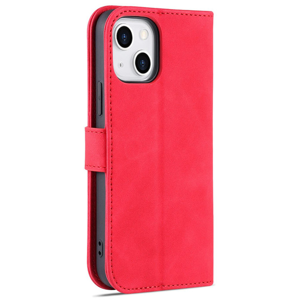 AZNS Skin Feel Calf Texture Horizontal Flip Leatherette Case with Card Slots & Holder & Wallet - iPhone 13 Mini(Red)