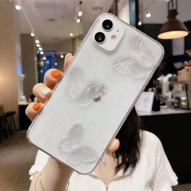 For iPhone XR Clear Crystal Butterflies TPU Phone Case(Transparent)