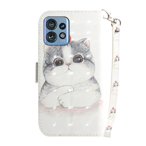 For Motorola Edge 40 Pro 3D Colored Horizontal Flip Leatherette Phone Case(Cute Cat)