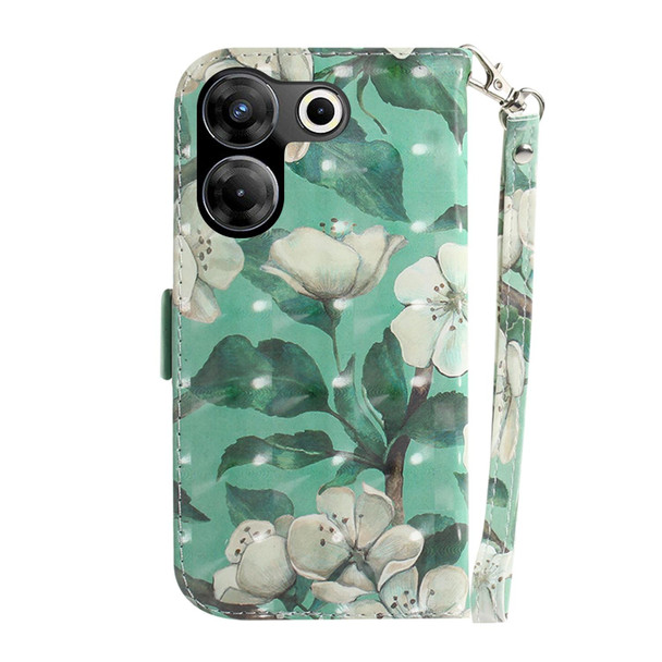 For Tecno Camon 20 Pro 4G / 20 3D Colored Horizontal Flip Leatherette Phone Case(Watercolor Flower)