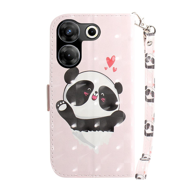 For Tecno Camon 20 Pro 4G / 20 3D Colored Horizontal Flip Leatherette Phone Case(Heart Panda)