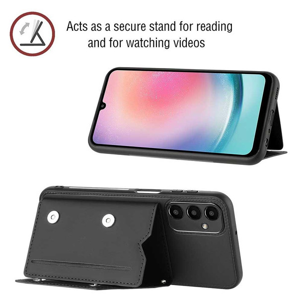 For Samsung Galaxy A24 4G Skin Feel PU + TPU + PC Card Slots Phone Case(Black)