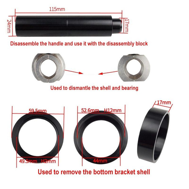 BIKERSAY BT040S2 Bicycle Press-in Type Axis Bracket Static Installation Removal Tool Set, Professional Edition