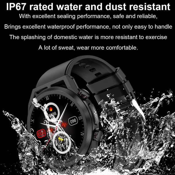 ET310 1.39 inch IPS Screen IP67 Waterproof Leatherette Band Smart Watch, Support Body Temperature Monitoring / ECG (Black)