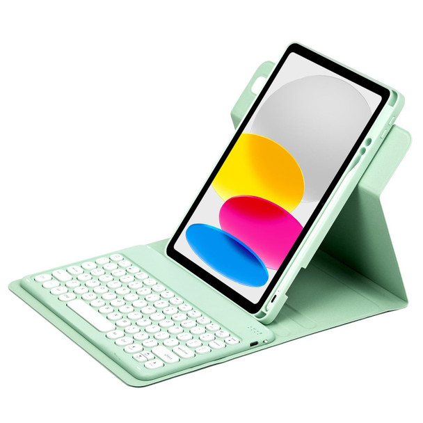 For iPad 10th Gen 10.9 2022 Round Button 360 Degree Rotatable Bluetooth Keyboard Leatherette Case(Mint Green)