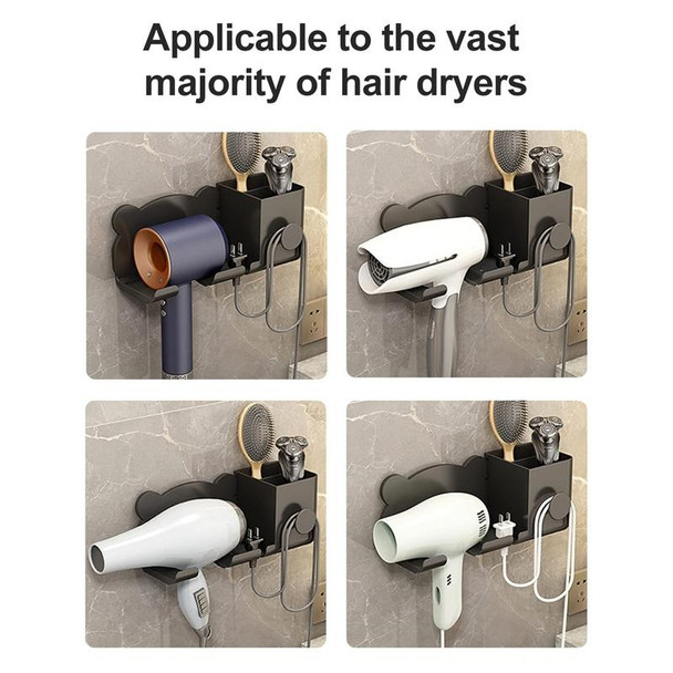 For Dyson Hair Dryer Wall-Mounted Holder Bathroom Shelf Storage Rack, Style:  Simple  Black