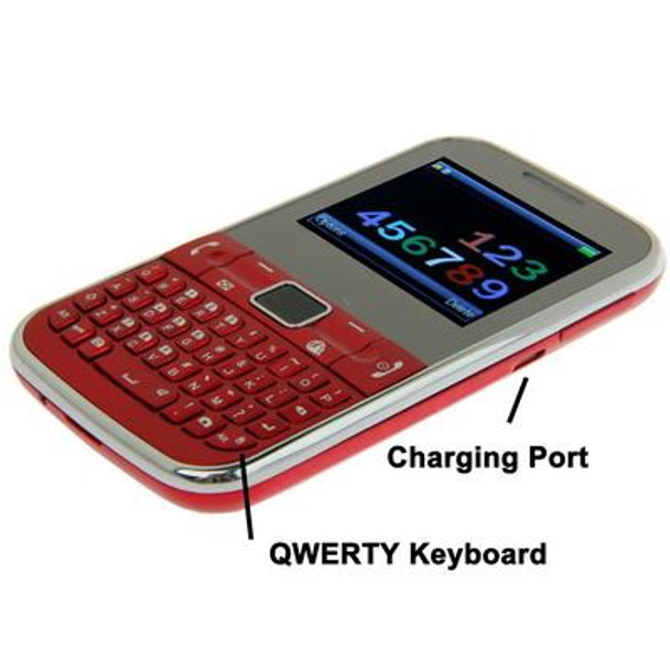 C3222 Mobile Phone, Network: 2G, Analog TV (PAL/NTSC), QWERTY Keyboard, Bluetooth FM, Dual SIM, Dual Band(Red)