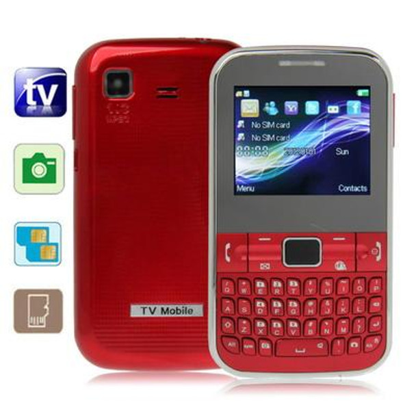 C3222 Mobile Phone, Network: 2G, Analog TV (PAL/NTSC), QWERTY Keyboard, Bluetooth FM, Dual SIM, Dual Band(Red)