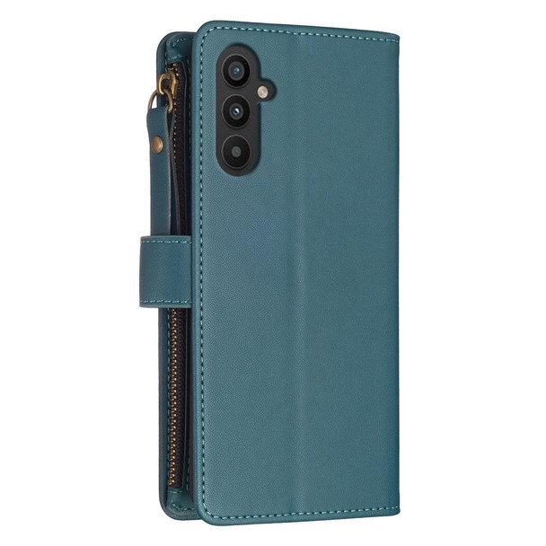 For Samsung Galaxy A25 5G 9 Card Slots Zipper Wallet Leatherette Flip Phone Case(Green)