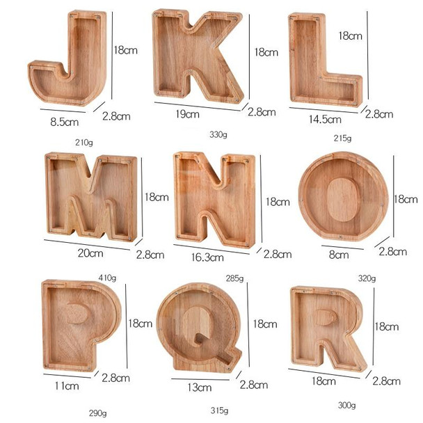 Wooden English Alphabet Piggy Bank Transparent Acrylic Piggy Bank(N)