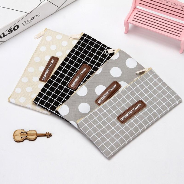 10pcs Simple Pencil Bag Canvas Student Stationery Bag Large Capacity Pencil Bag(White Bottom Dot)