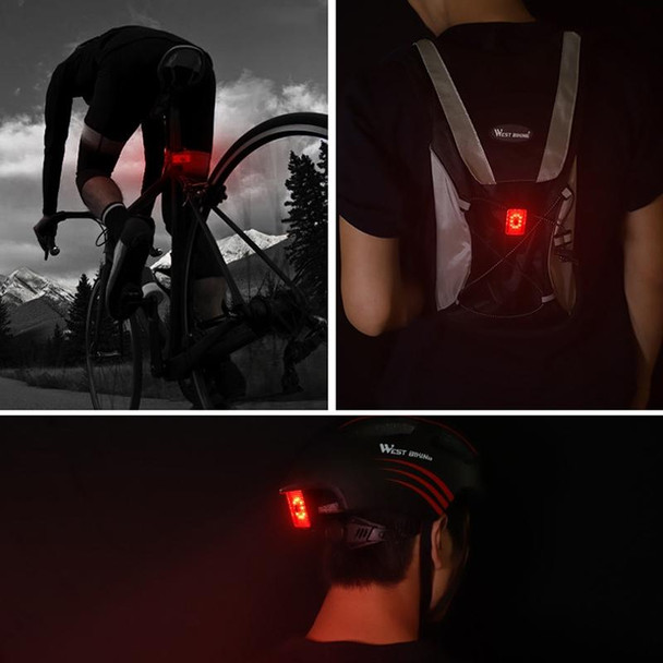 WEST BIKING Bike USB Warning Tail Light Night Riding Helmet Light(Red)