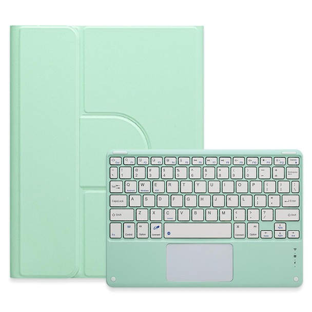 For iPad 10.2 2021 / Air 2019 Square Button 360 Degree Rotatable Bluetooth Keyboard Leatherette Case with Touchpad(Mint Green)