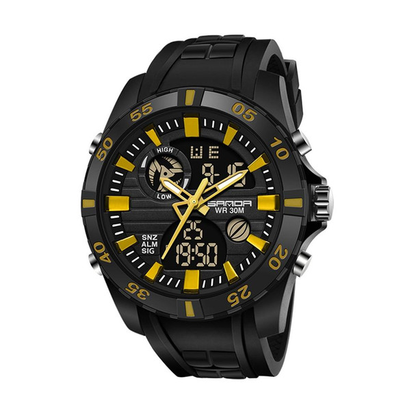 SANDA 791 Watch Genuine Fashion Sports Multifunction Electronic Watch Popular Men luminous Wrist Watch(Yellow)