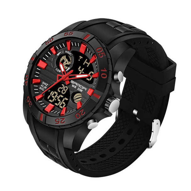 SANDA 791 Watch Genuine Fashion Sports Multifunction Electronic Watch Popular Men luminous Wrist Watch(Red)