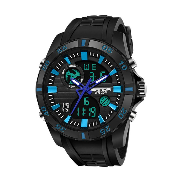 SANDA 791 Watch Genuine Fashion Sports Multifunction Electronic Watch Popular Men luminous Wrist Watch(Blue)