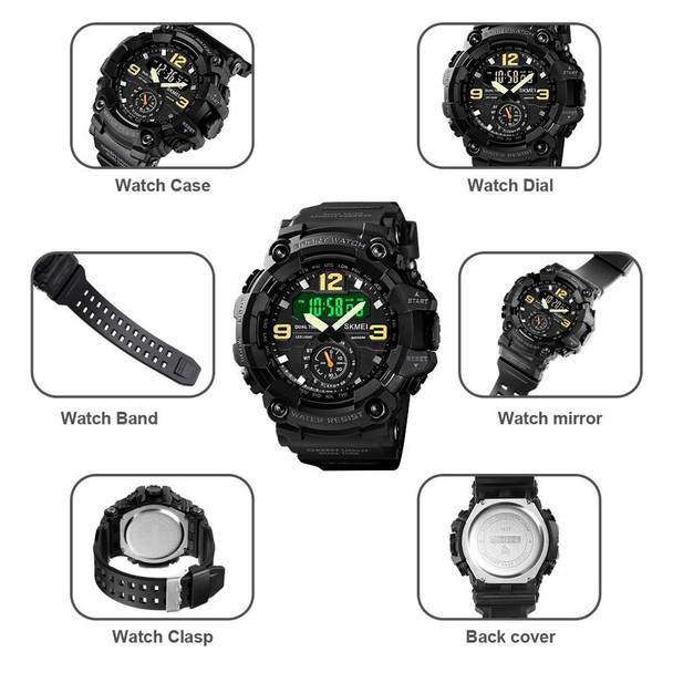 SKMEI 1637 Sports Digital Display Outdoor Shockproof Plastic Large Dial Men Watch, Color: Army Green