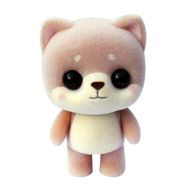 Little Cute PVC Flocking Animal Dog Shiba Inu Dolls Creative Gift Kids Toy, Size: 4.5*3.5*6cm (Light Brown)