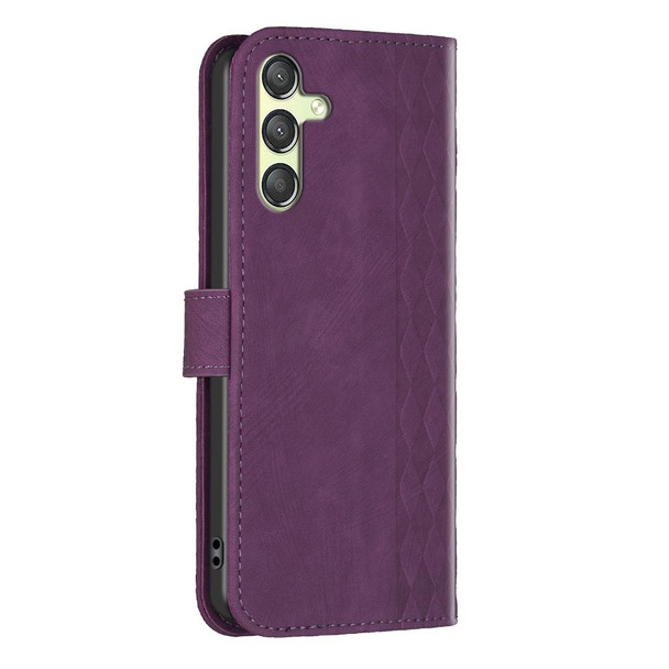 For Samsung Galaxy A25 5G Plaid Embossed Leatherette Phone Case(Purple)