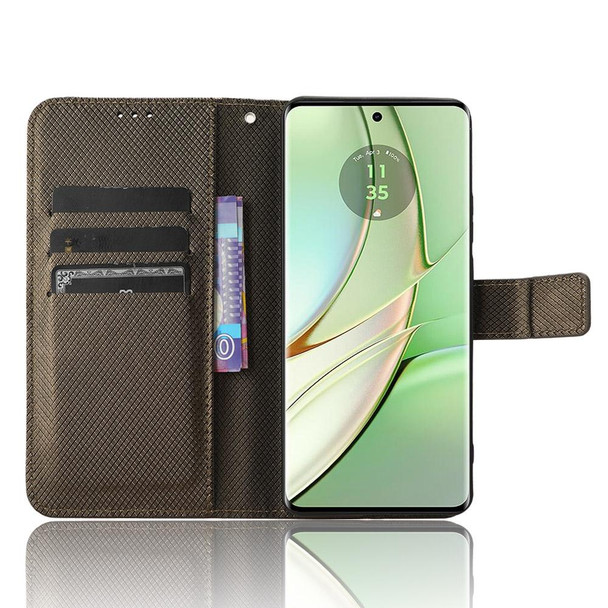 For Motorola Edge 40 Diamond Texture Leatherette Phone Case(Brown)