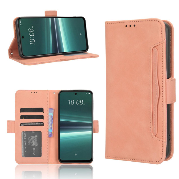 For HTC U23 / U23 Pro Skin Feel Calf Texture Card Slots Leatherette Phone Case(Pink)