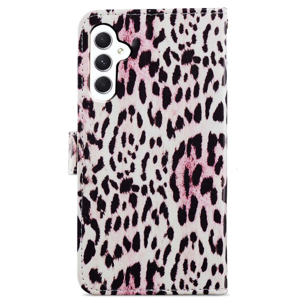 For Samsung Galaxy A25 5G Colored Drawing Leatherette Phone Case(Leopard)