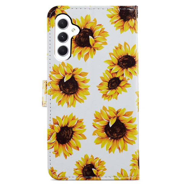For Samsung Galaxy A25 5G Colored Drawing Leatherette Phone Case(Sunflower)