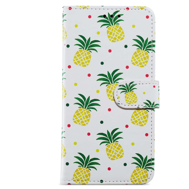 For Samsung Galaxy A25 5G Colored Drawing Leatherette Phone Case(Pineapple)