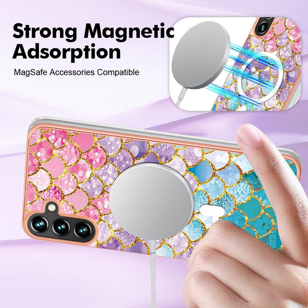 For Samsung Galaxy A34 5G Marble Pattern Dual-side IMD Magsafe TPU Phone Case(Colorful Scales)