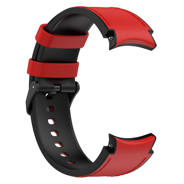 For Samsung Galaxy Watch 6 Classic Silicone Leatherette Black Buckle Watch Band(Red)