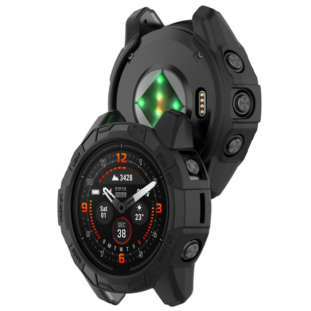 For Garmin Epix Pro 51mm / Fenix 7X / 7X Pro Armored TPU Half Wrapped Watch Protective Case(Black)