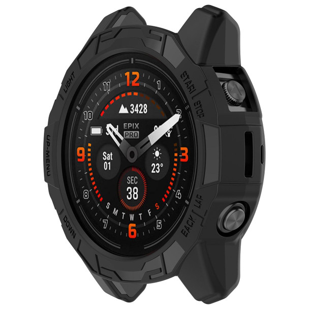 For Garmin Epix Pro 51mm / Fenix 7X / 7X Pro Armored TPU Half Wrapped Watch Protective Case(Black)