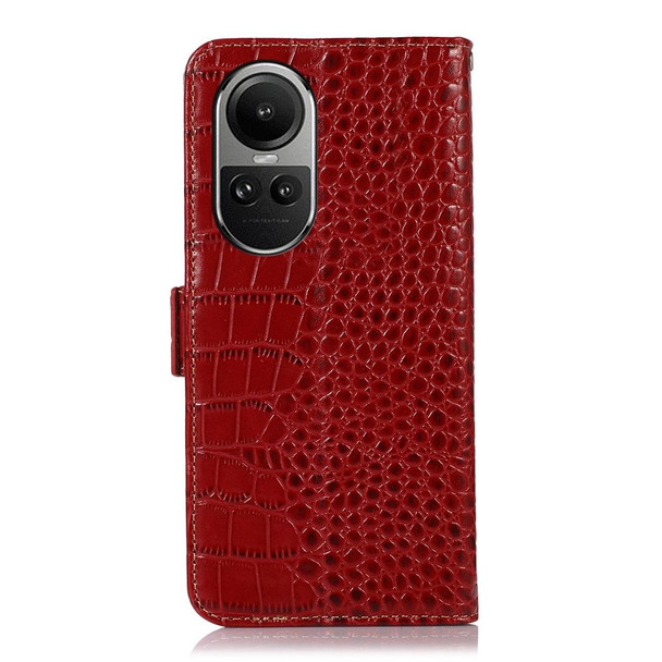 For OPPO Reno10 5G / 10 Pro 5G Global Crocodile Top Layer Cowhide Leatherette Phone Case(Red)