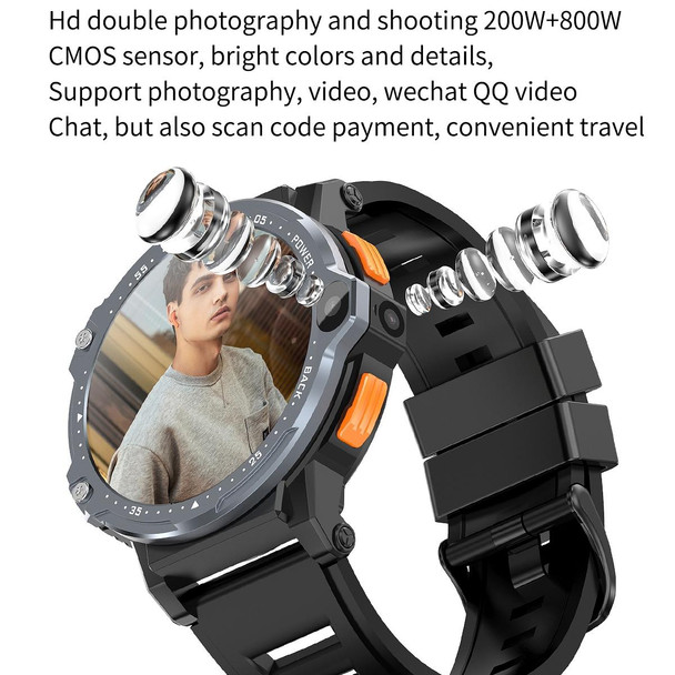 ZGP PG999 1.54 inch HD Round Screen 4G Smart Watch Android 8.1, Specification:4GB+64GB(Black)